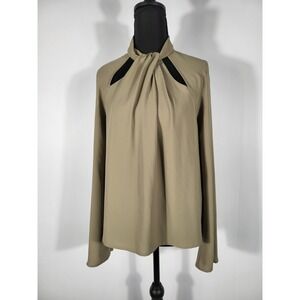 Marciano Tan Unique Neckline With Gathered Fabric Cut-out Long Sleeve